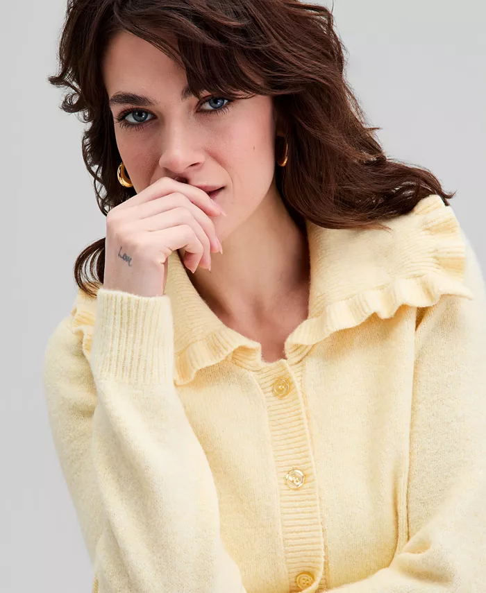 Women's Ruffled-Collar Cardigan - thumbnail 6