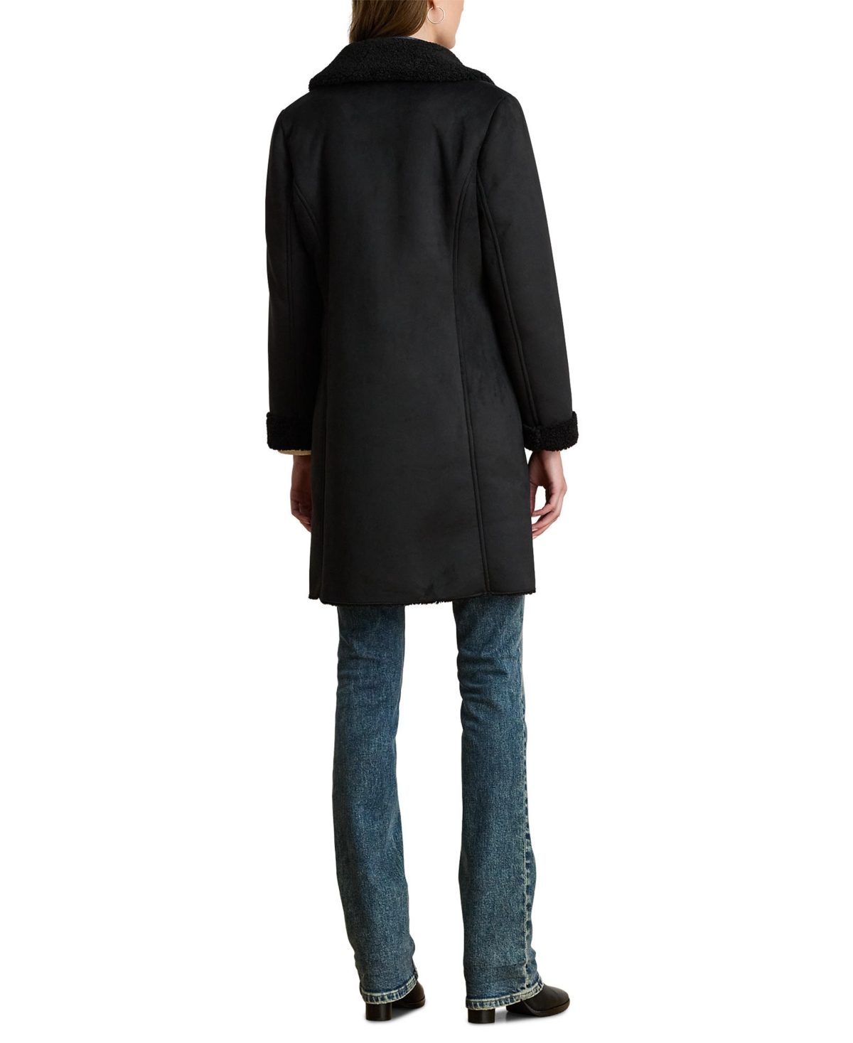 Lauren Ralph Women's Lapel Collar Shearling Jacket