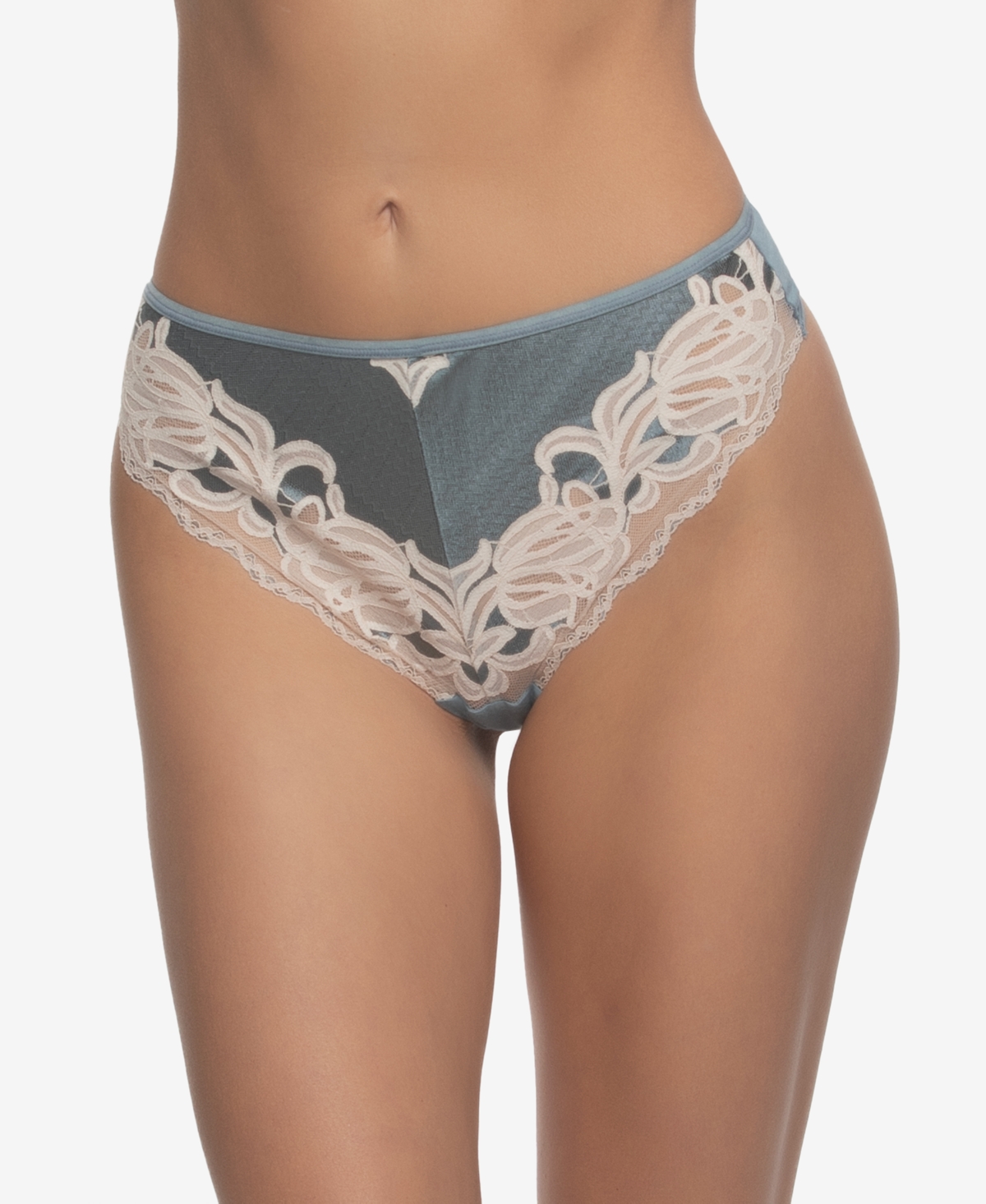 Paramour Amelie Vintage Lace Thong Underwear In Blue