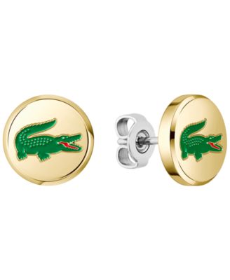 Men's Arthor Silver-Tone Stainless Steel with Enamel Crocodile Stud Earrings