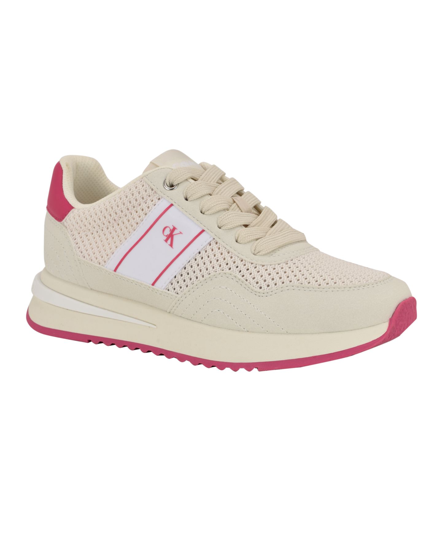 Женские кроссовки Calvin Klein Palimer Mesh Retro Lace-Up, цвет: Серый / Розовый — фото 1