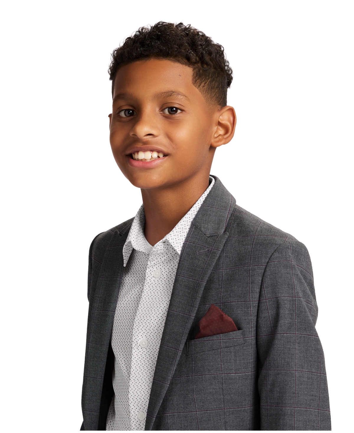Calvin Klein Boys 8-20 Stretch Textured Windowpane Jacket