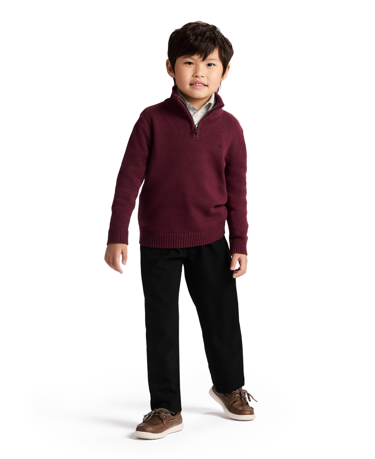 Calvin Klein Boys 2t-7 Long-sleeve Sweater, Shirt And Pants, 3-piece Set In Brown