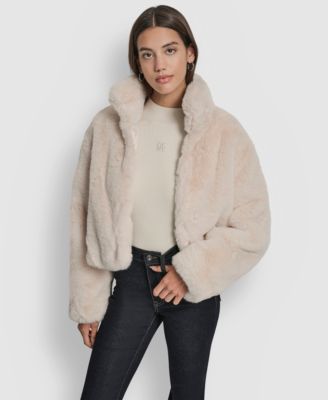 Women's Long-Sleeve Cropped Faux Fur Jacket