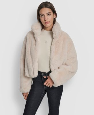 DKNY Jeans Women's Long-Sleeve Cropped Faux Fur Jacket - Macy's