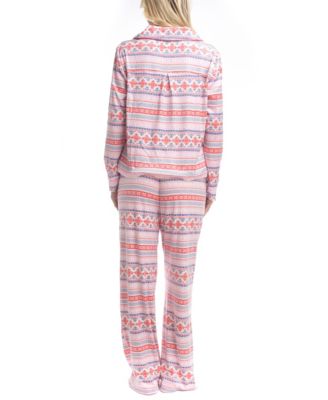 Women's 2-Pc. Velour Notch  Pajamas Set