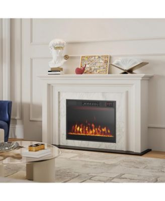 23 Inches 750W/1500W Electric Fireplace Heater with Alter Flame Color and Brightness
