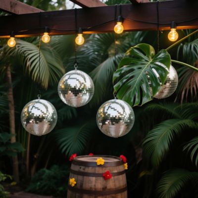 4PCS 7" Small Disco Ball Mirror Mini Hanging Decor for 70s 80s Party Events Wedding DJ Dance Club Stage Lighting Silver