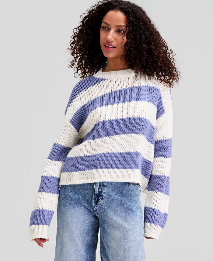 Women's Drop Shoulder Striped Sweater - thumbnail 4