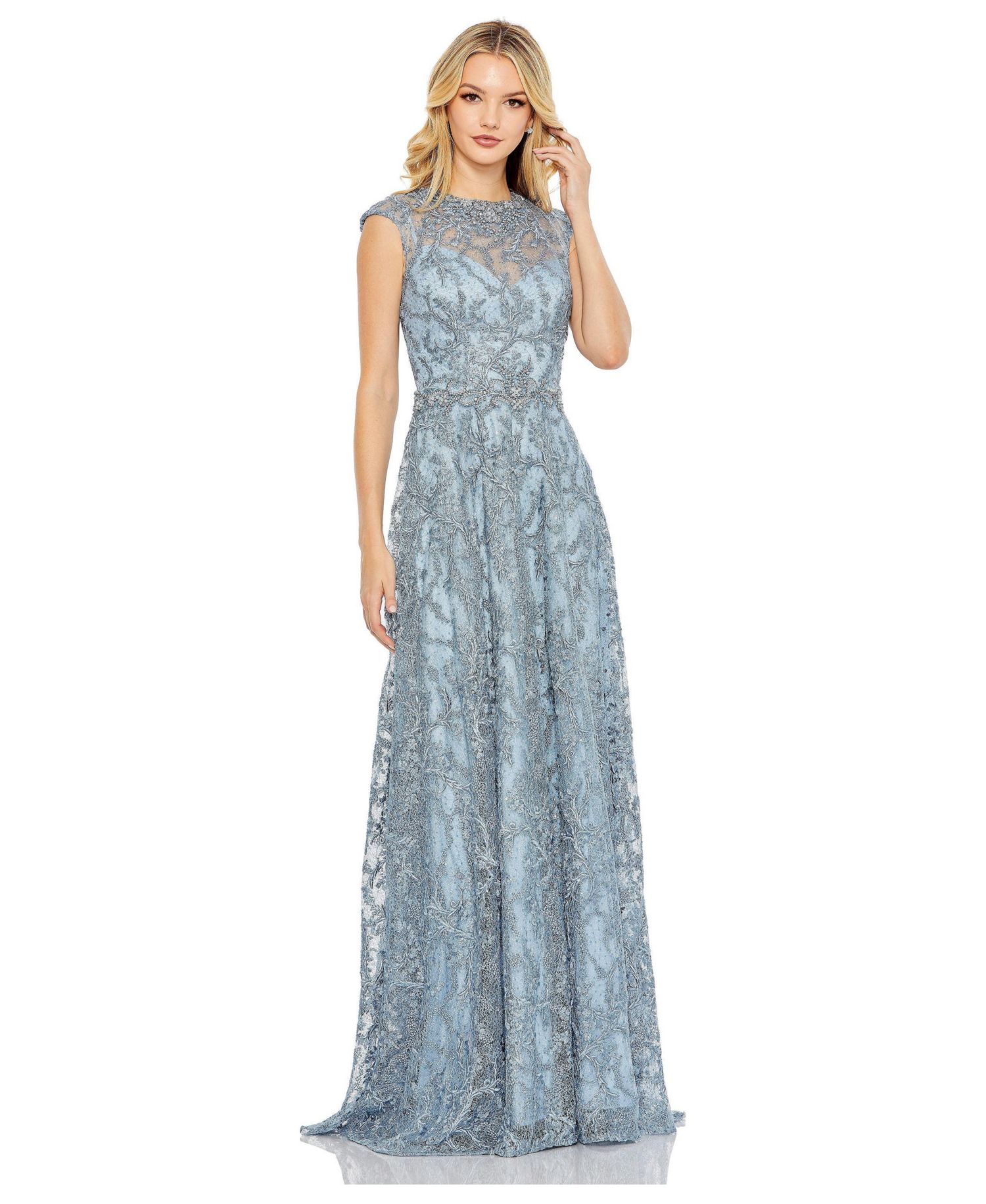 Women's Tiered Floral Print Cut-Out Chiffon Gown