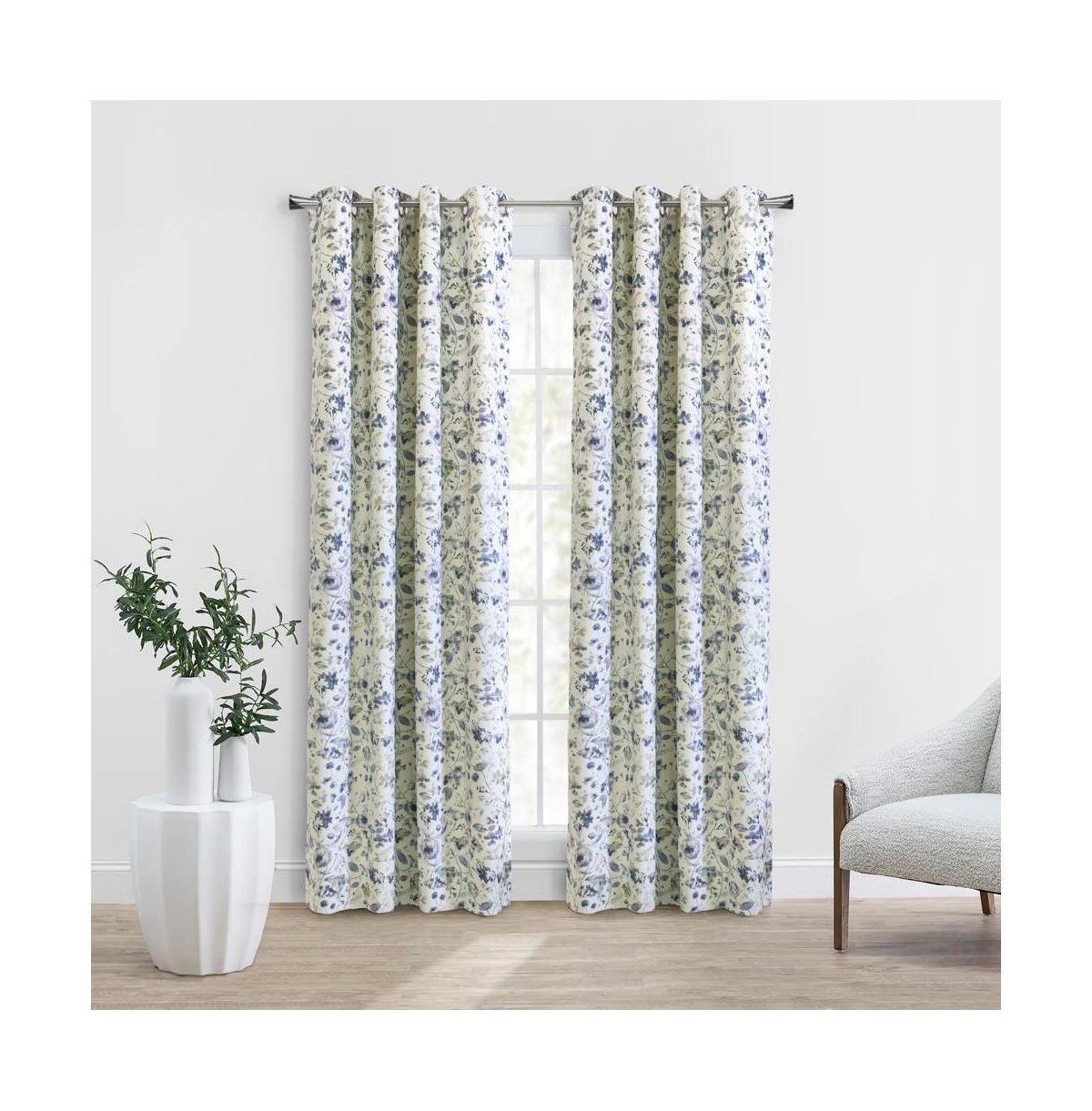 Thermaplus Flora Blackout Grommet Privacy Sound Dampening Curtain Panel for Livingroom Bedroom 52" x 108" Silver