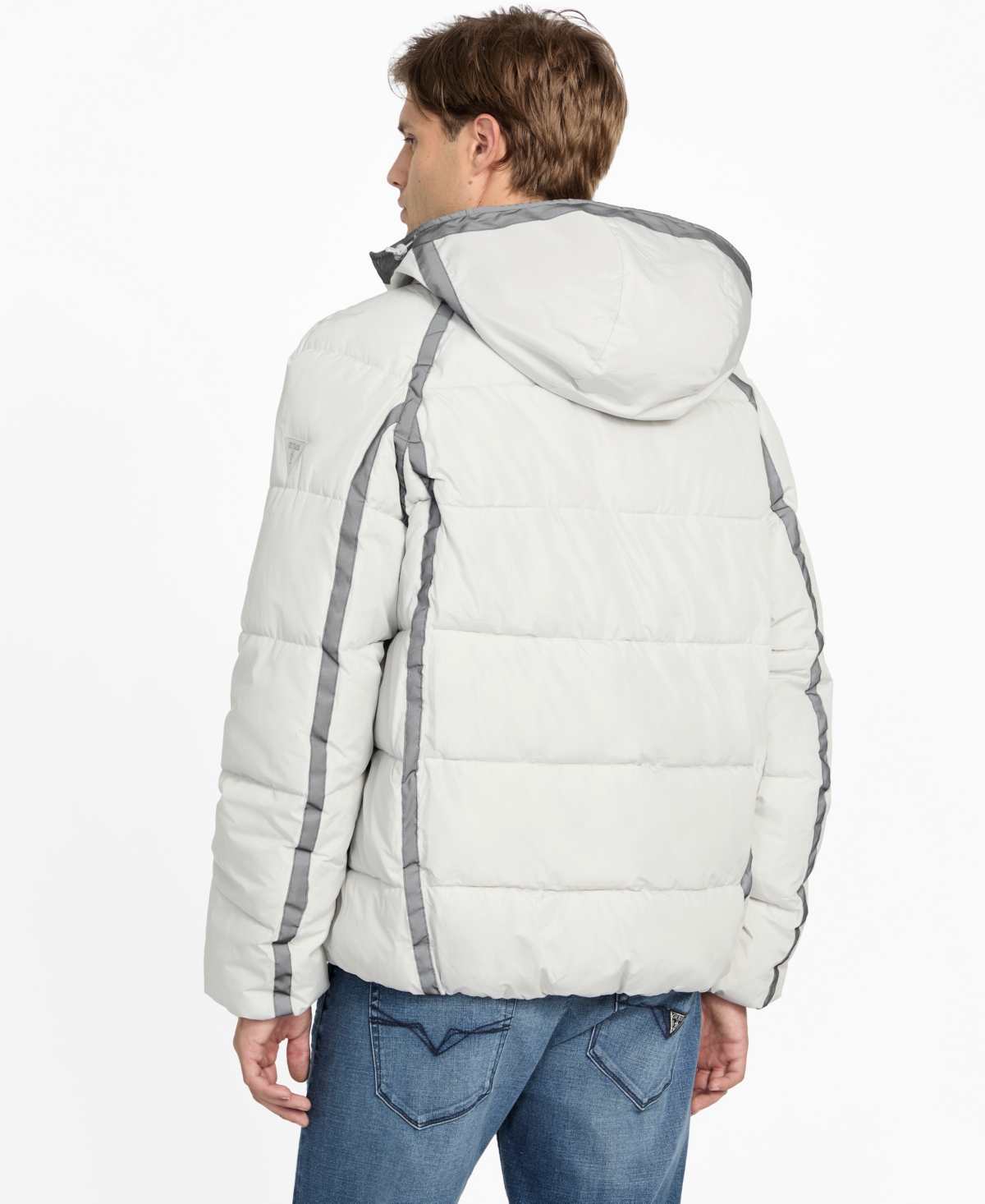 Guess Men's Hooded Ripstop Puffer Jacket In Multi