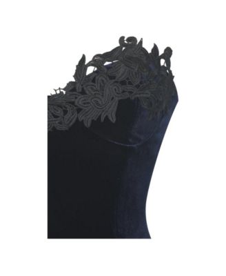 Women Pascha Black Lace Appliqu&eacute; Strapless Peplum Maxi Dress