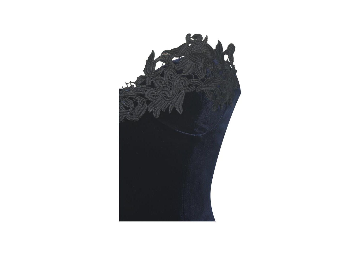 Women Pascha Black Lace Appliqu&eacute; Strapless Peplum Maxi Dress