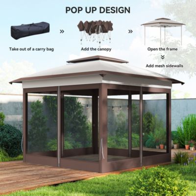 12' x 12' Pop Up Canopy with Mesh Sidewall Netting,