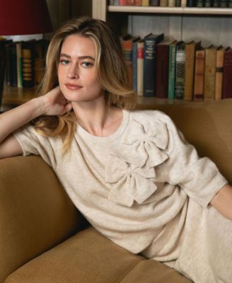 Women's Ribbon Crewneck Short-Sleeve Sweater