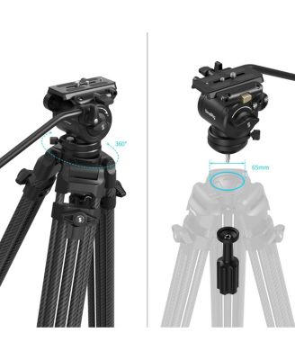 AD14 3-Section Heavy-Duty Carbon Fiber Tripod with Fluid Head, Black