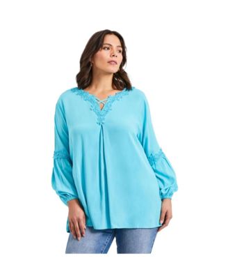 Women's Crochet Lace Trim Top