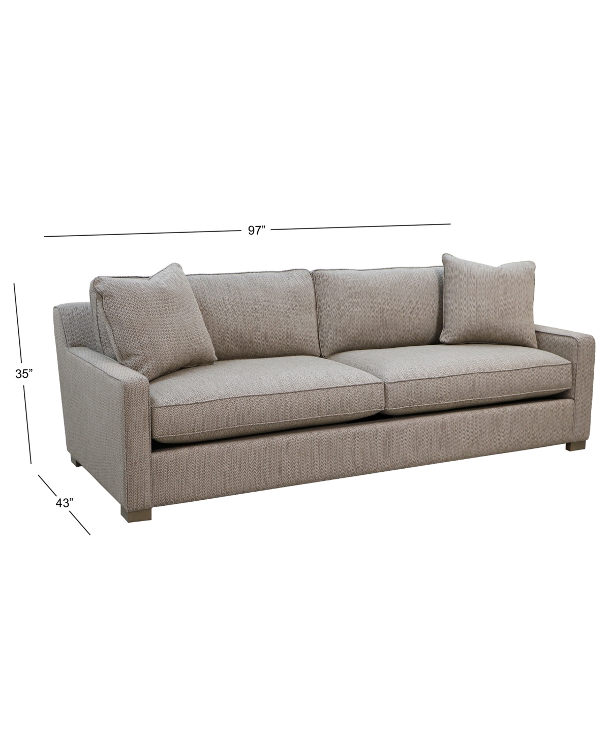 Macy's Stacia 97" Fabric Deep Seated Sofa In Brown