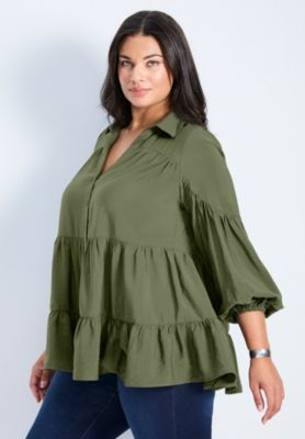 Women's Plus Size Amari Tiered Tunic Shirt
