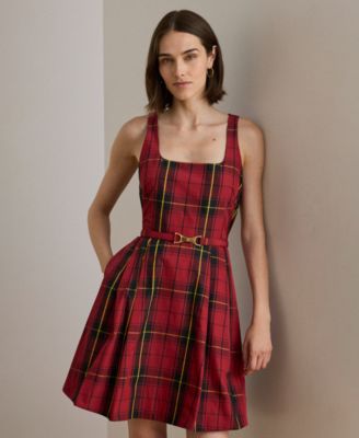 Women's Plaid Belted Dress