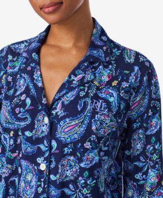 Women's Long-Sleeve Notch Collar Long Pant Pajama