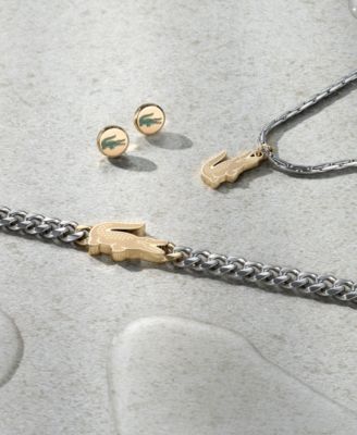 Men's Arthor Silver-Tone Stainless Steel with Enamel Crocodile Stud Earrings