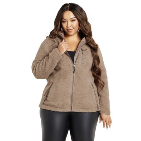 Женские куртки AVENUE Plus Size Kyla Fleece Zip Front Jacket