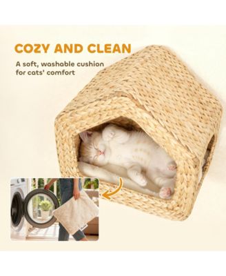 Wall Mounted Cat House, Cat Wall Furniture with Washable Cushion