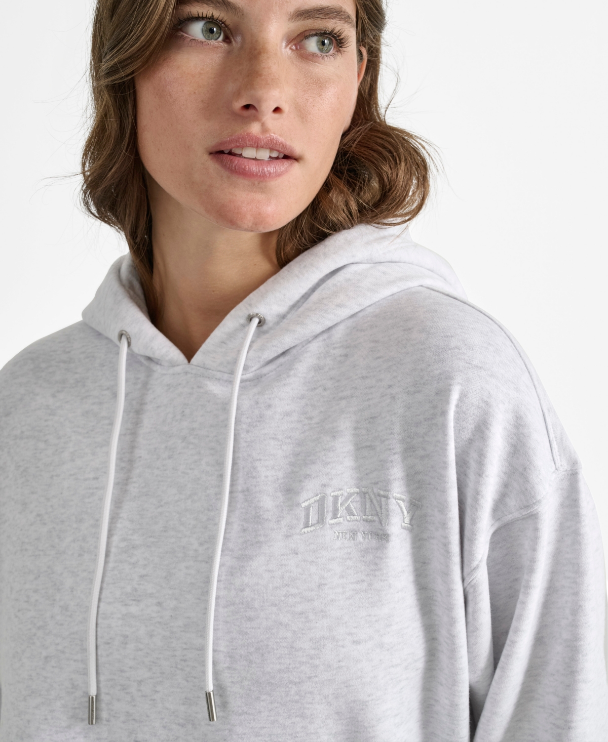 Dkny Women's Varsity Embroidered Logo Pull-on Hoodie