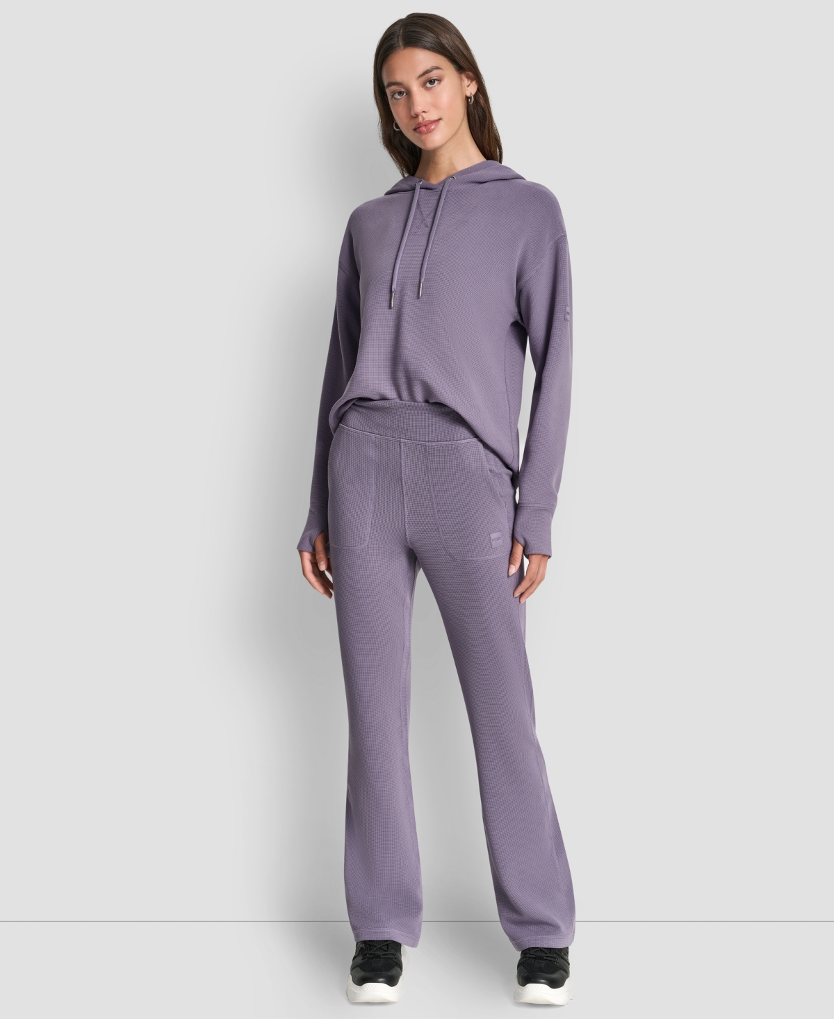 Dkny Women's Thermal High Waist Flare Pants In Purple