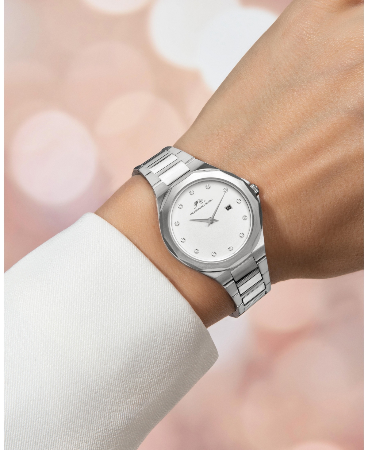 Victoria Stainless Steel Silver Tone & White Women's Watch 1242AVIS