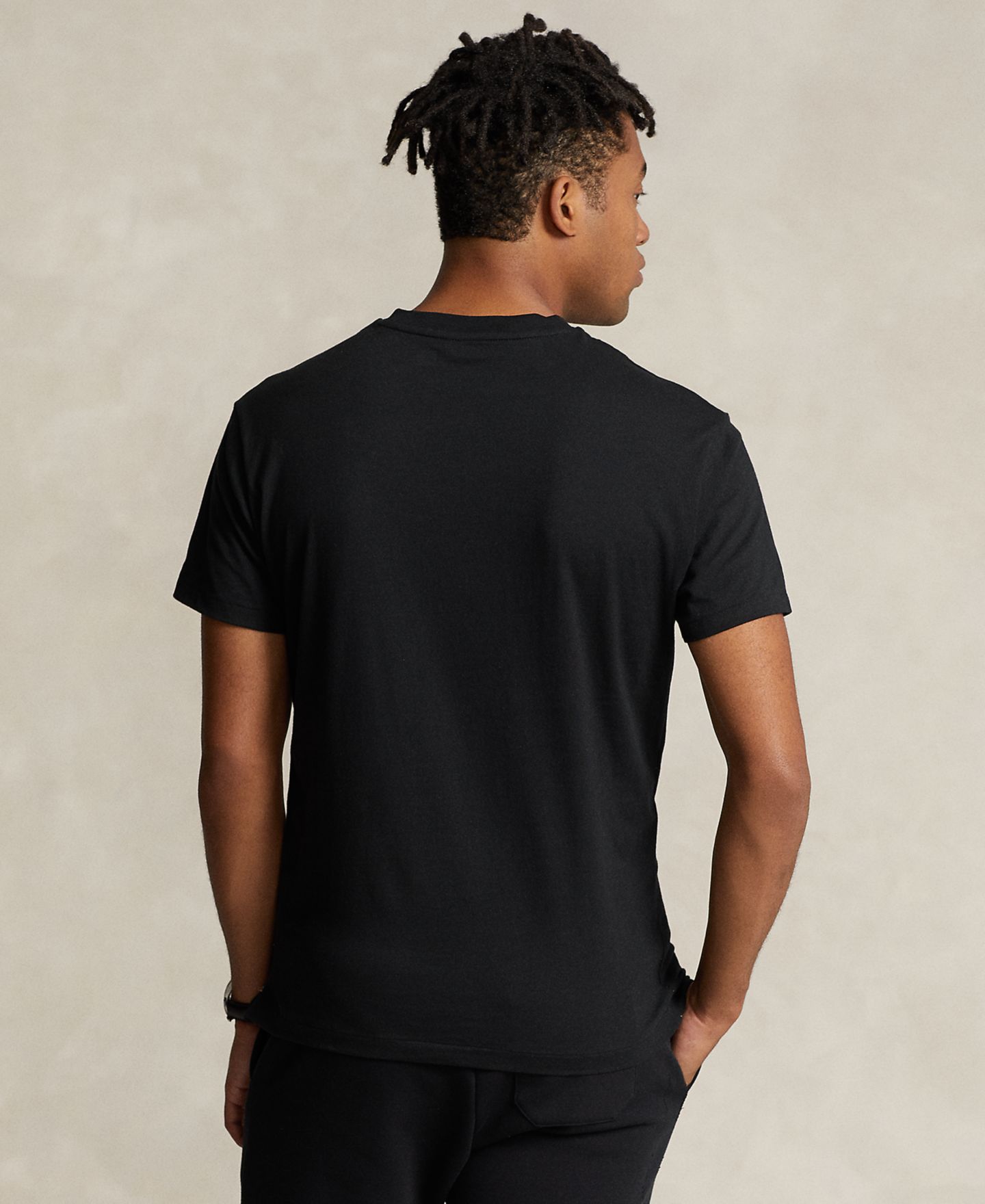 Мужская футболка Polo Ralph Lauren Classic-Fit V-Neck, цвет: Чёрный — фото 4