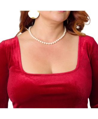 Plus Size Square Neck Pleated Swing Dress