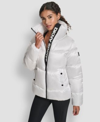 DKNY - Women's Quilted Puffer Interior Placket Logo Jacket