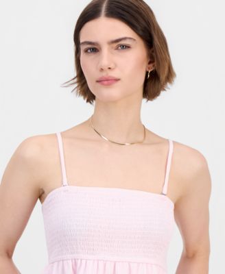 Juniors' Smocked Tiered Babydoll Tank Top