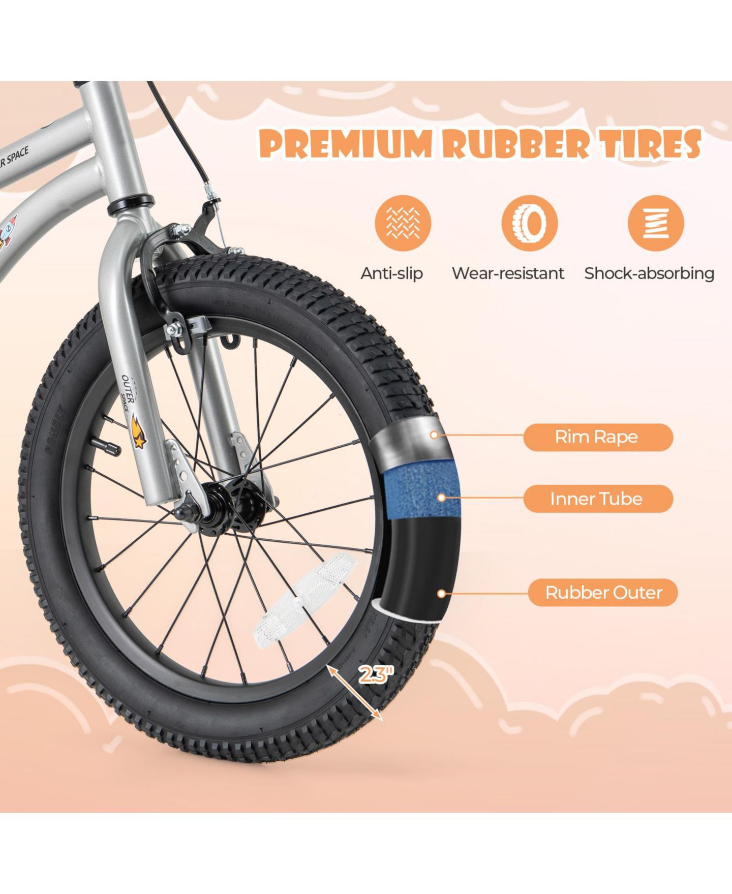 Детская игрушка SUGIFT 16-Inch High Carbon Steel Training-Wheel Adjustable Kids Bike, Ages 4-7, цвет: Чёрный — фото 9
