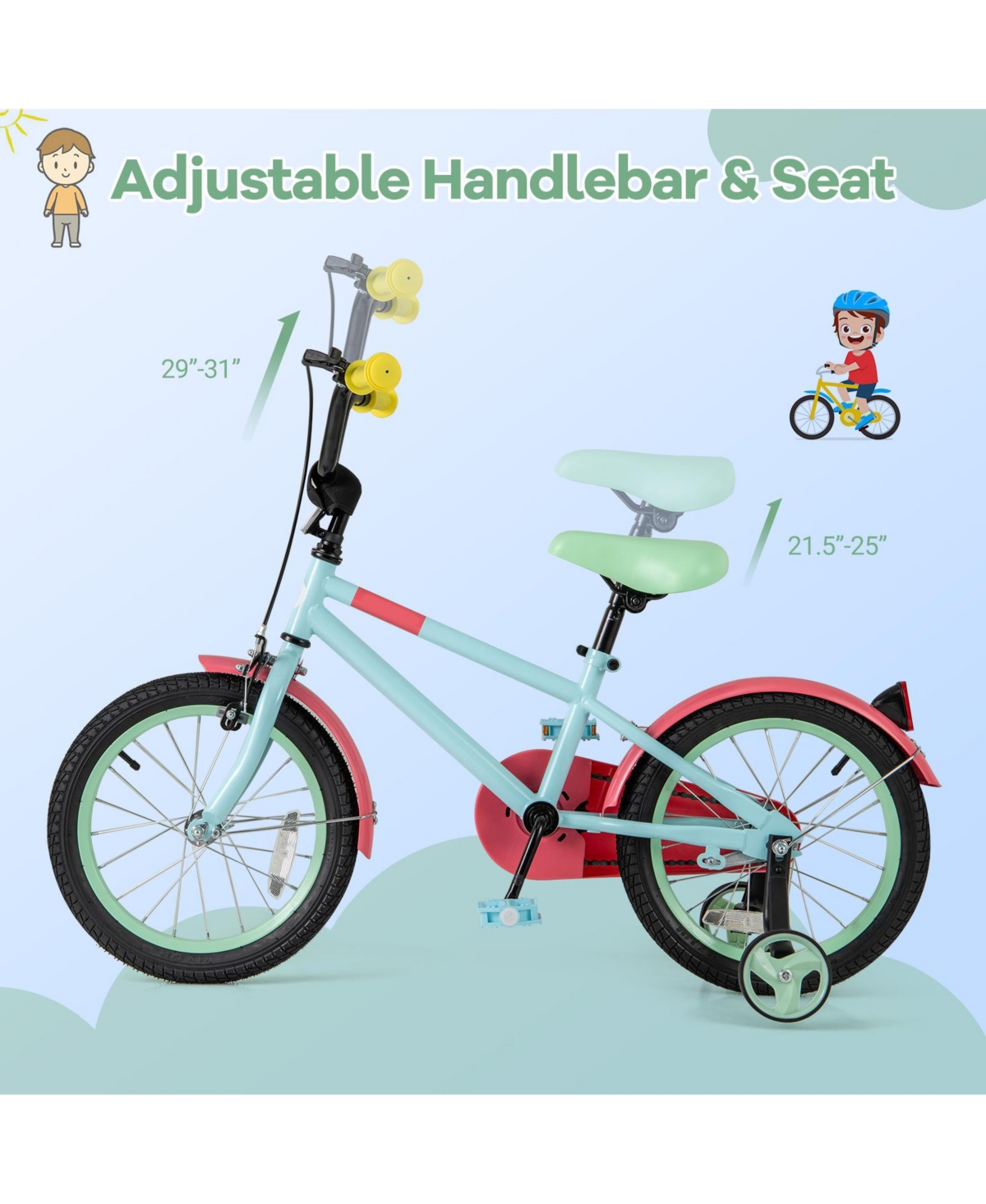 Sugift 16 inches Kids Bike with Adjustable Handlebar and Saddle