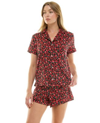 Women's Short-Sleeve Notch Collar and Shorts Set