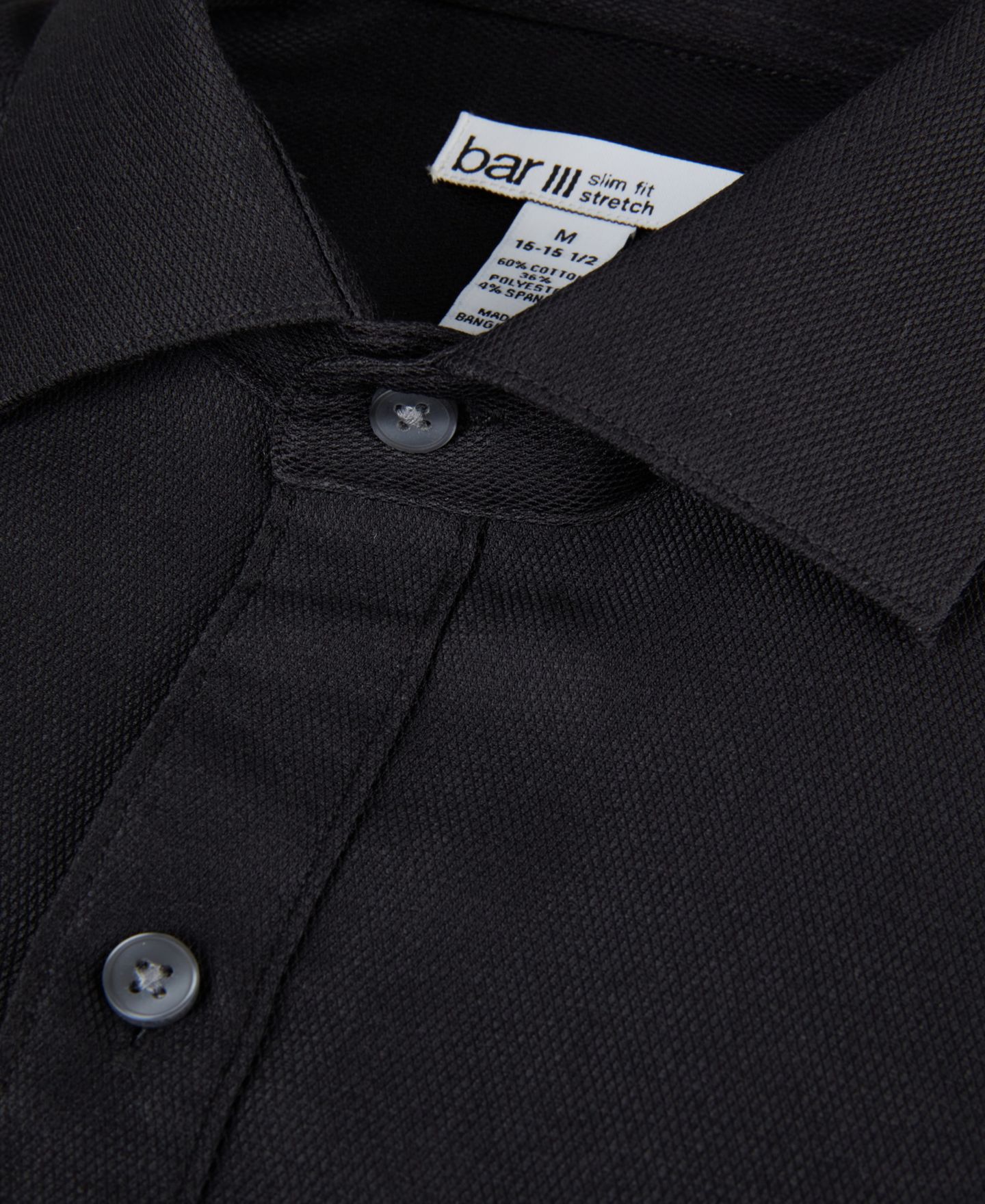 Мужская рубашка Bar III Diamond Dobby Slim-Fit Dress Shirt, цвет: Чёрный — фото 4