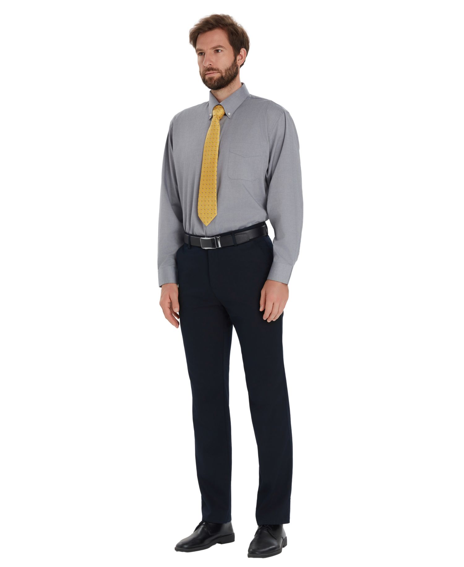Men's Pinpoint Button Front Solid Dress Shirt