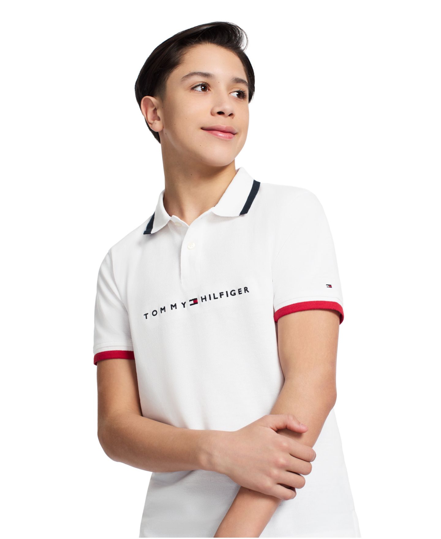 Поло Tommy Hilfiger Tomas Short-Sleeve Tipped Polo Shirt для мальчиков, цвет: Белый — фото 2