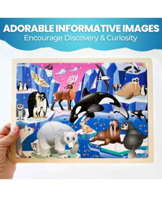 4SET 24 Pcs Wooden Puzzles for Kids Ages 4-6