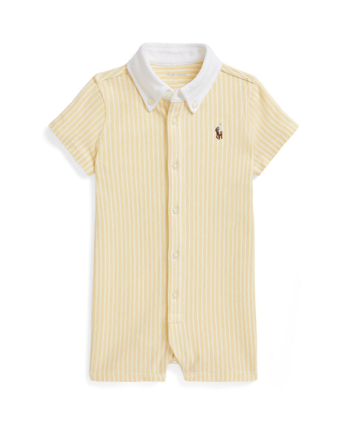 Детский комбинезон-шорты Polo Ralph Lauren в полоску оксфорд для мальчиков — фото 2