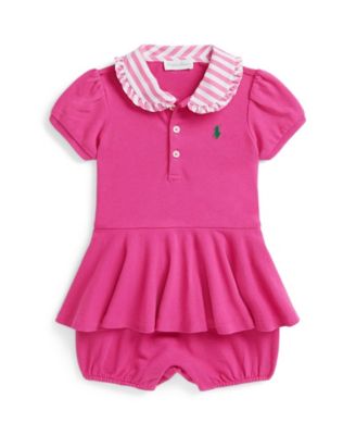 Baby Girls' Contrast-Collar Bubble Shortall