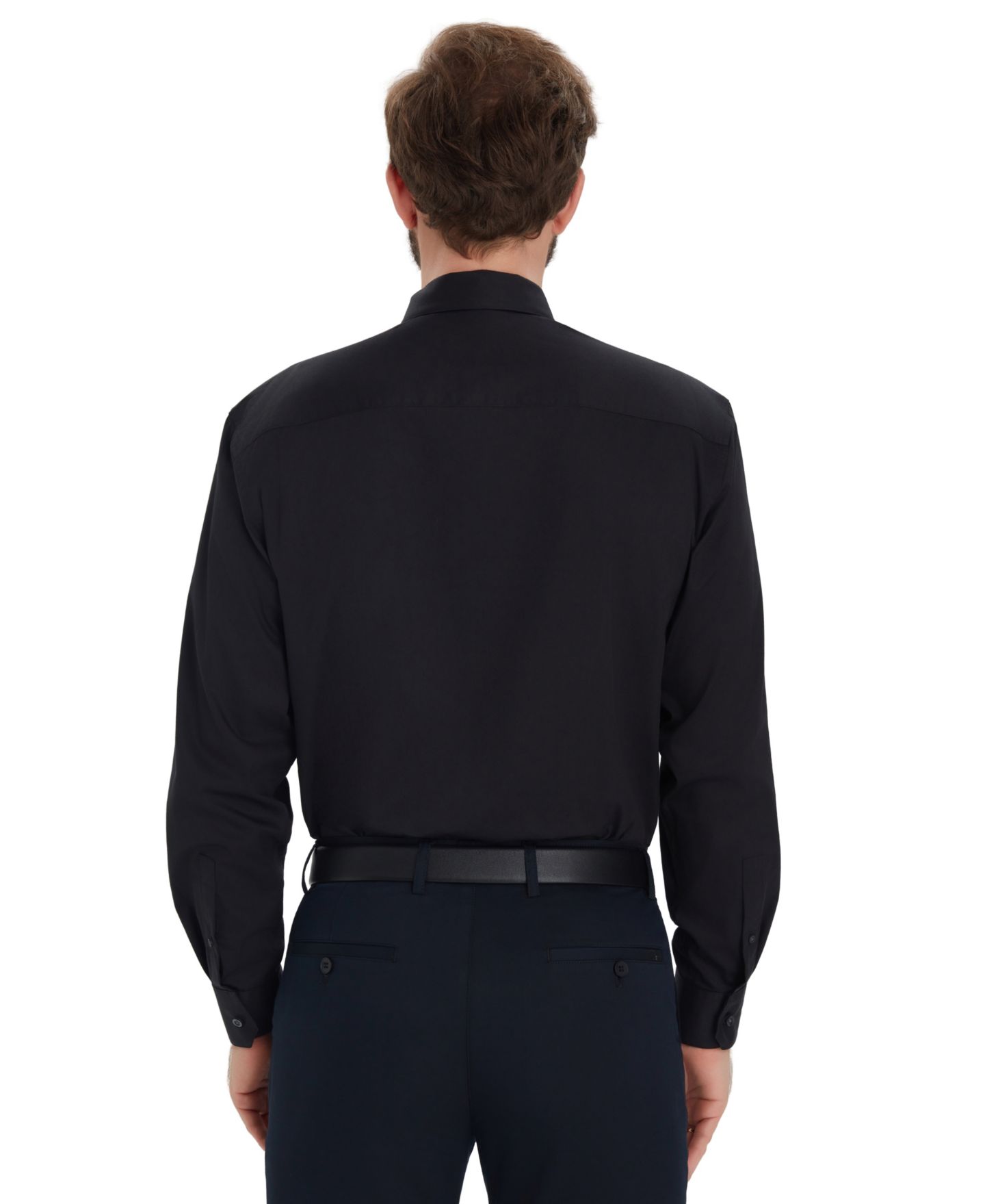 Мужская рубашка Alfani Solid Regular-Fit Dress Shirt, цвет: Чёрный — фото 5