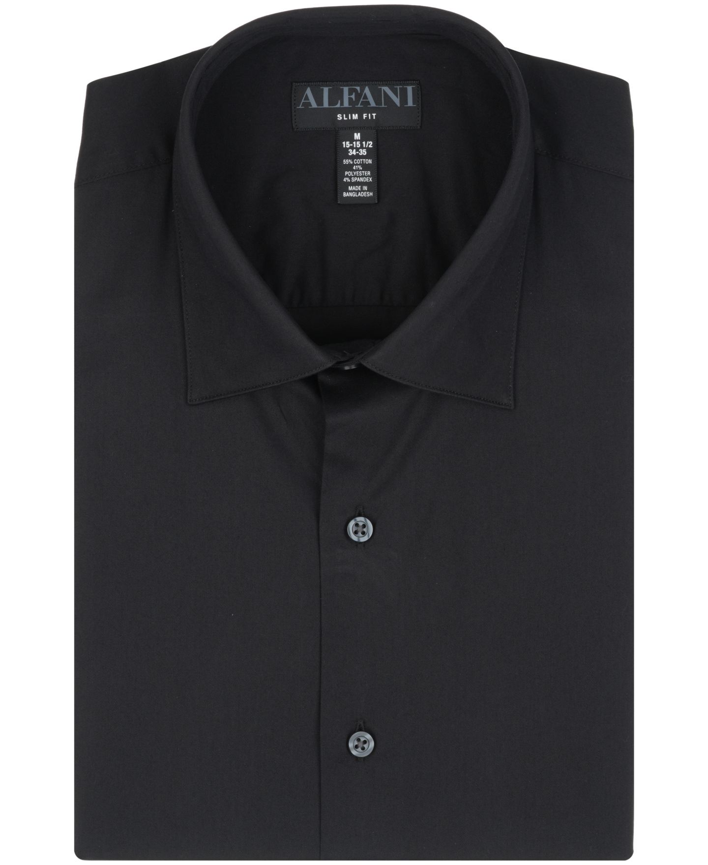 Мужская рубашка Alfani Solid Slim-Fit Dress Shirt, цвет: Чёрный — фото 8