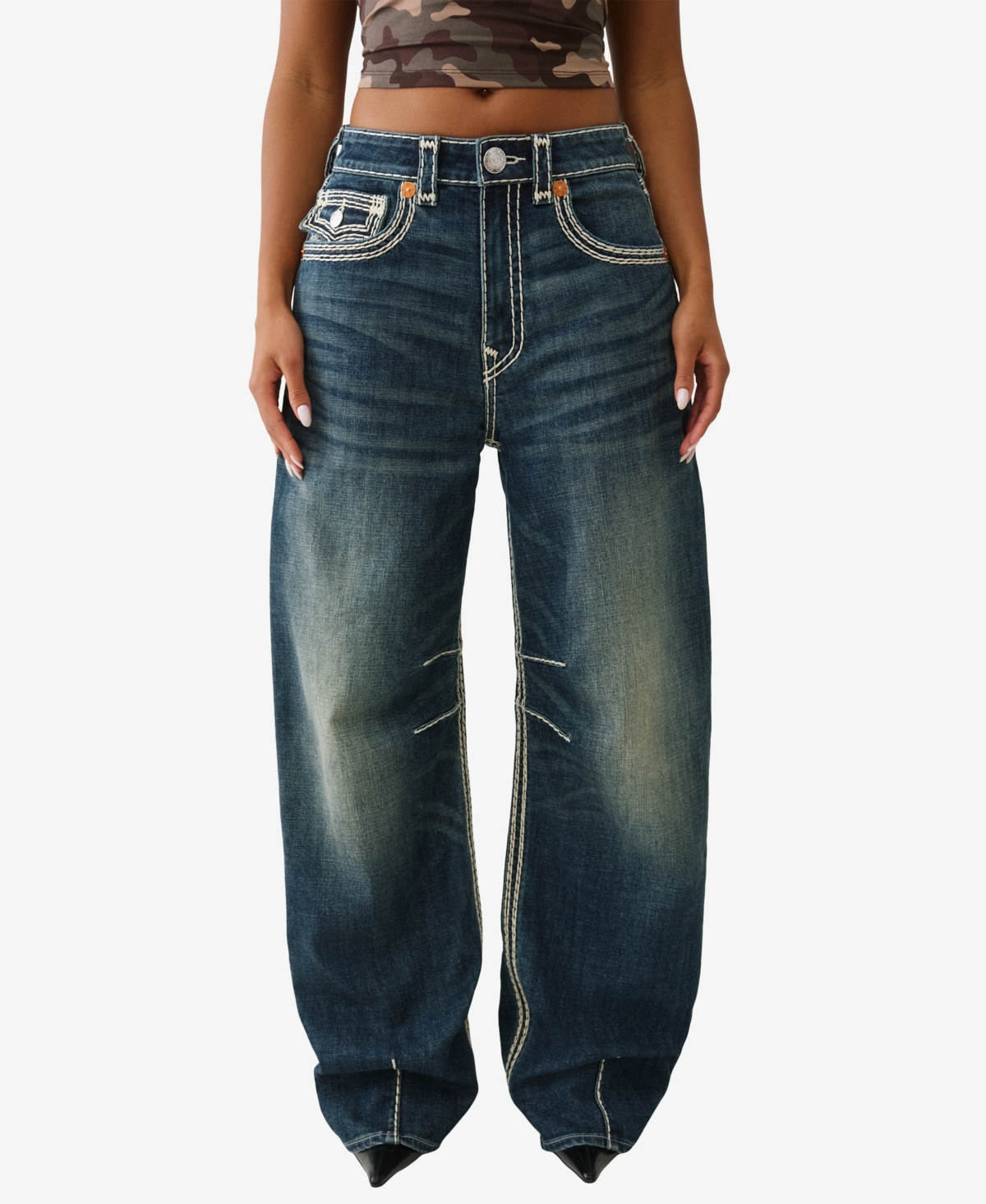 True Religion Women's Bailey Barrel Super Qt Flap Jeans In Blue