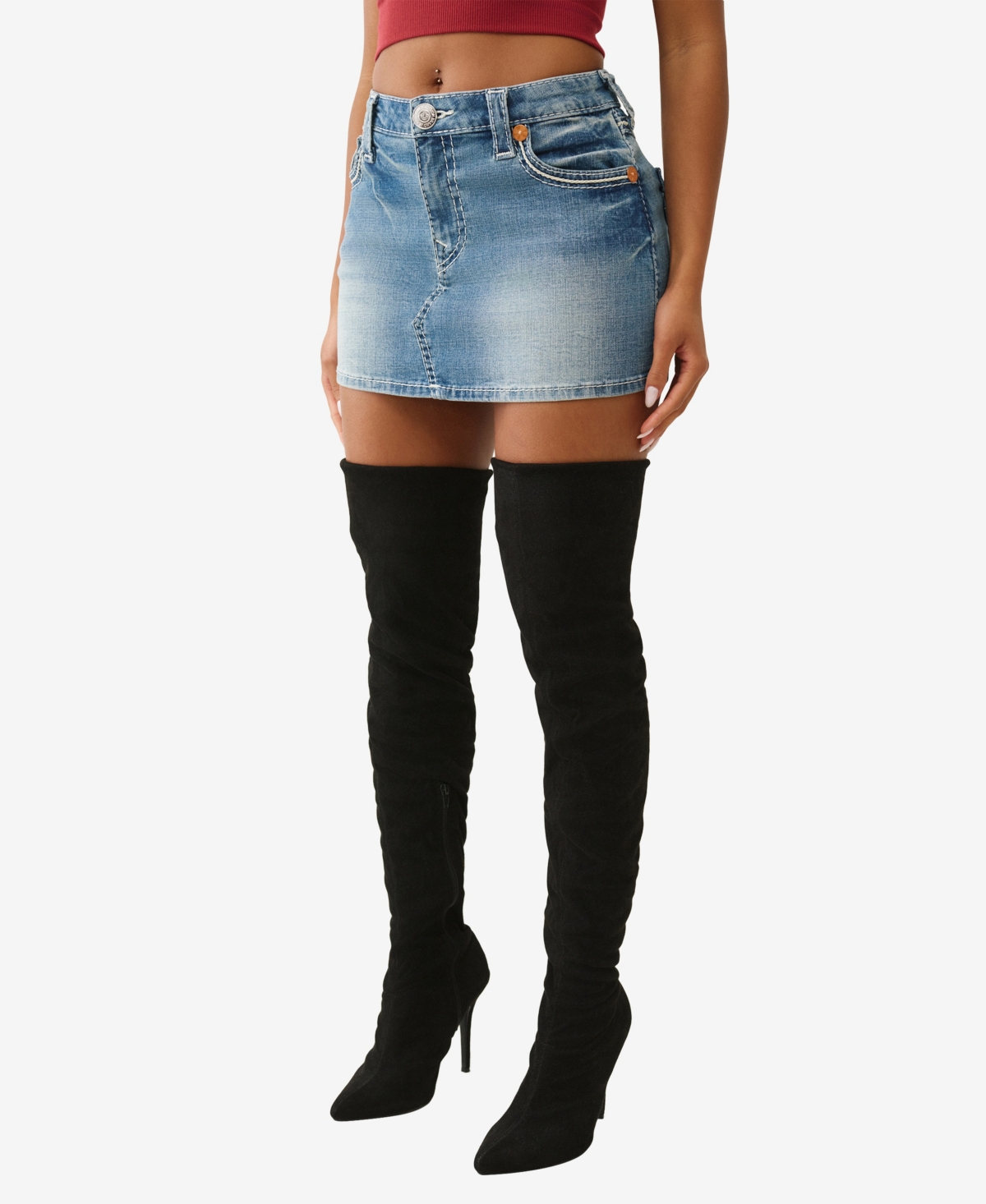 True Religion Women's Sadie Rope Stitch Flap Skirt In Blue