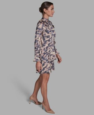 Women's Hammered Satin Tiered Shift Dress